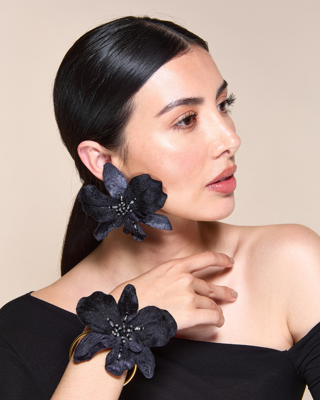 Aretes Veleña Negro