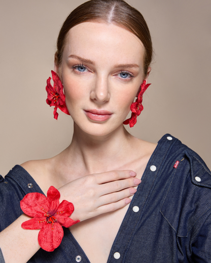 Aretes Veleña Rojo