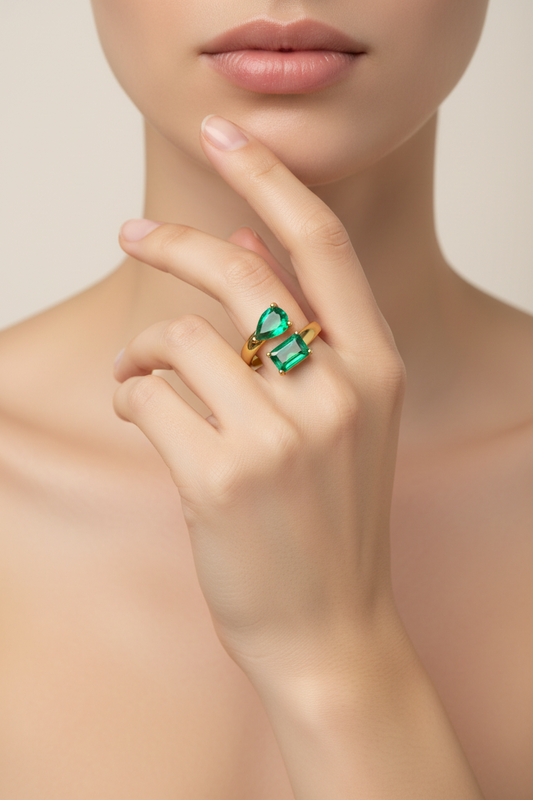 Anillo Esmeralda Dual