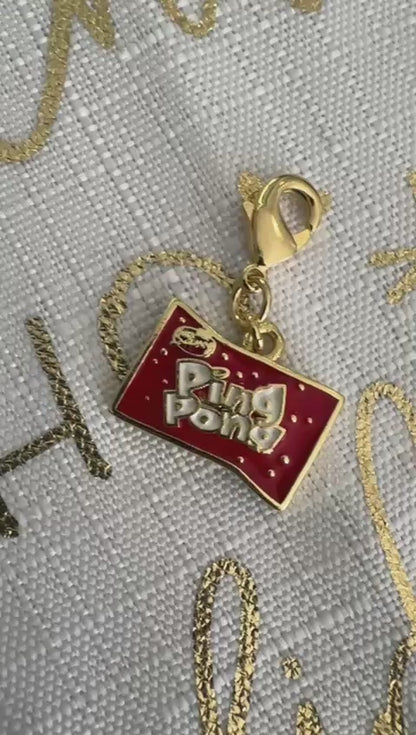Dije Intercambiable de Chuchería Ping Pong Baño de Oro 18K