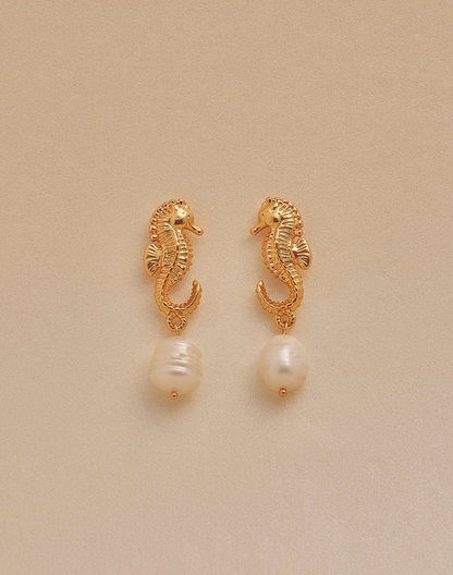 Pendientes Caballito de Mar Perla