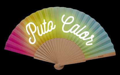 Abanico "Puto Calor" Color Arcoiris
